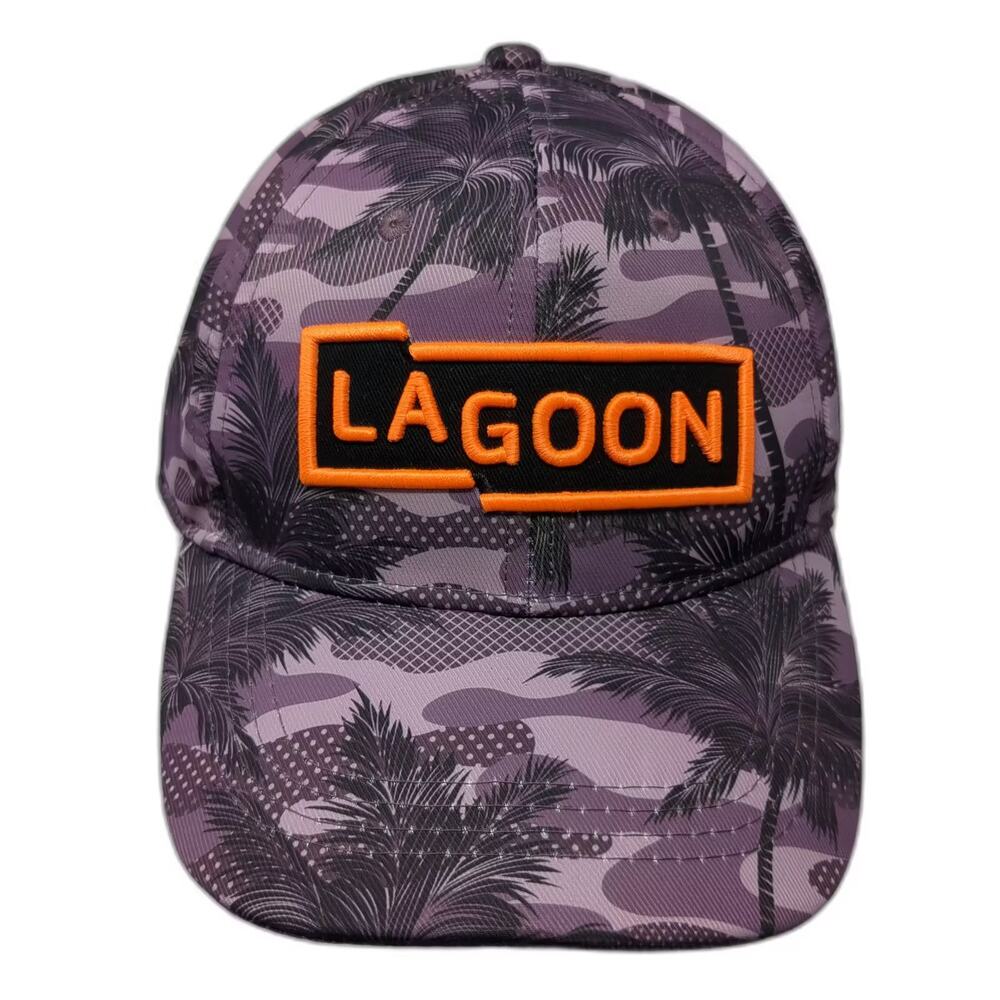 Lucky 7 Lagoon Baseball Cap Purple Orange Palm Tree Camo Embroidered Hat OS